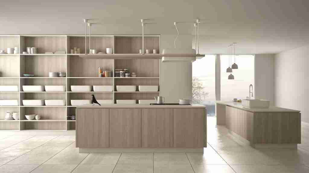 Minimalist luxury expensive white and wooden kitchen, island, si Condo Renovation Consultation in Toronto - 6