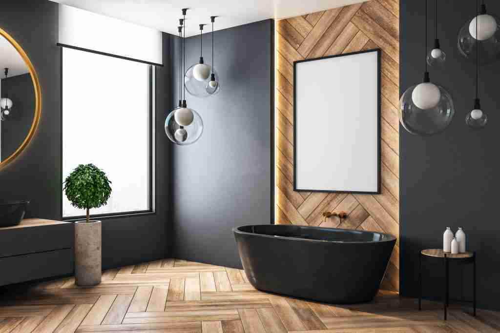 Modern bathroom with poster Condo Bathroom Renovations in Toronto - 9
