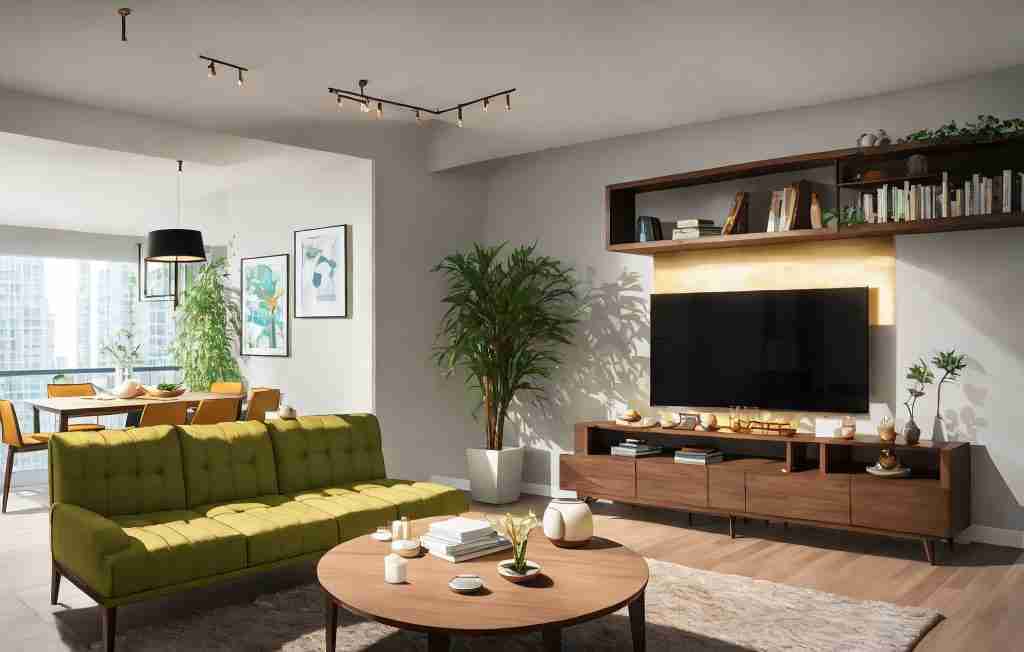 interior of luxury condominium with minimalist furniture and lush house plants and abstract wall paintings modern architecture Condo Renovation Consultation in Toronto - 5