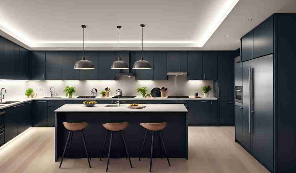 Photo of a spacious kitchen with a stylish island and comfortable bar stools Condo Kitchen Renovations in Toronto - 7