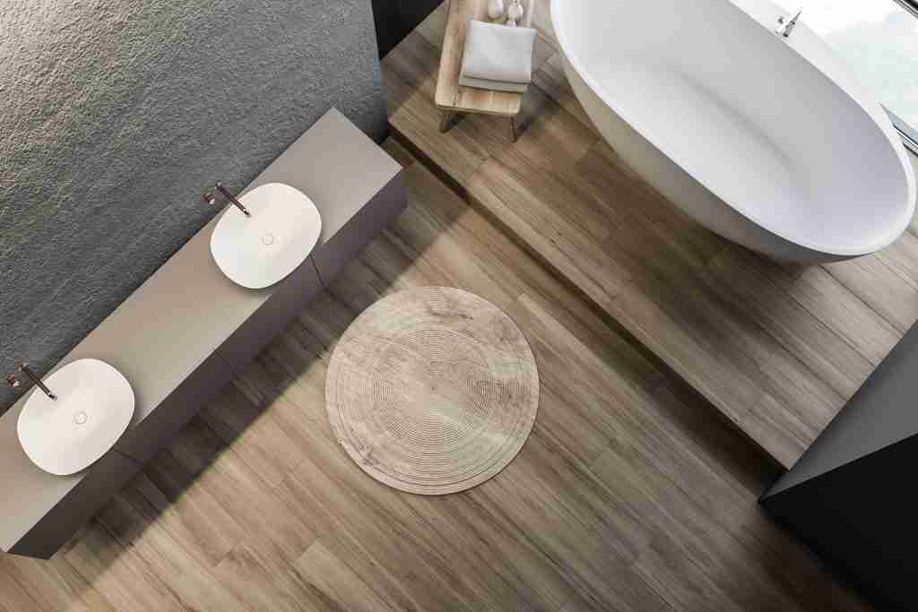 Top view of concrete bathroom interior Condo Flooring and Tiling in Toronto - 6